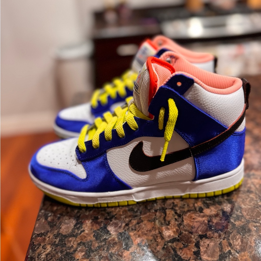 Nike dunk high blue satin